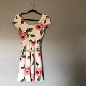 Papaya white floral fit and flare dress.